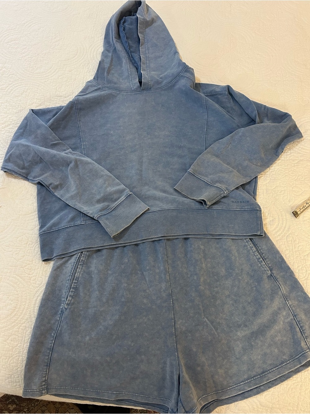 Danskin mineral Washed Blue Hoodie & Matching Shorts Set